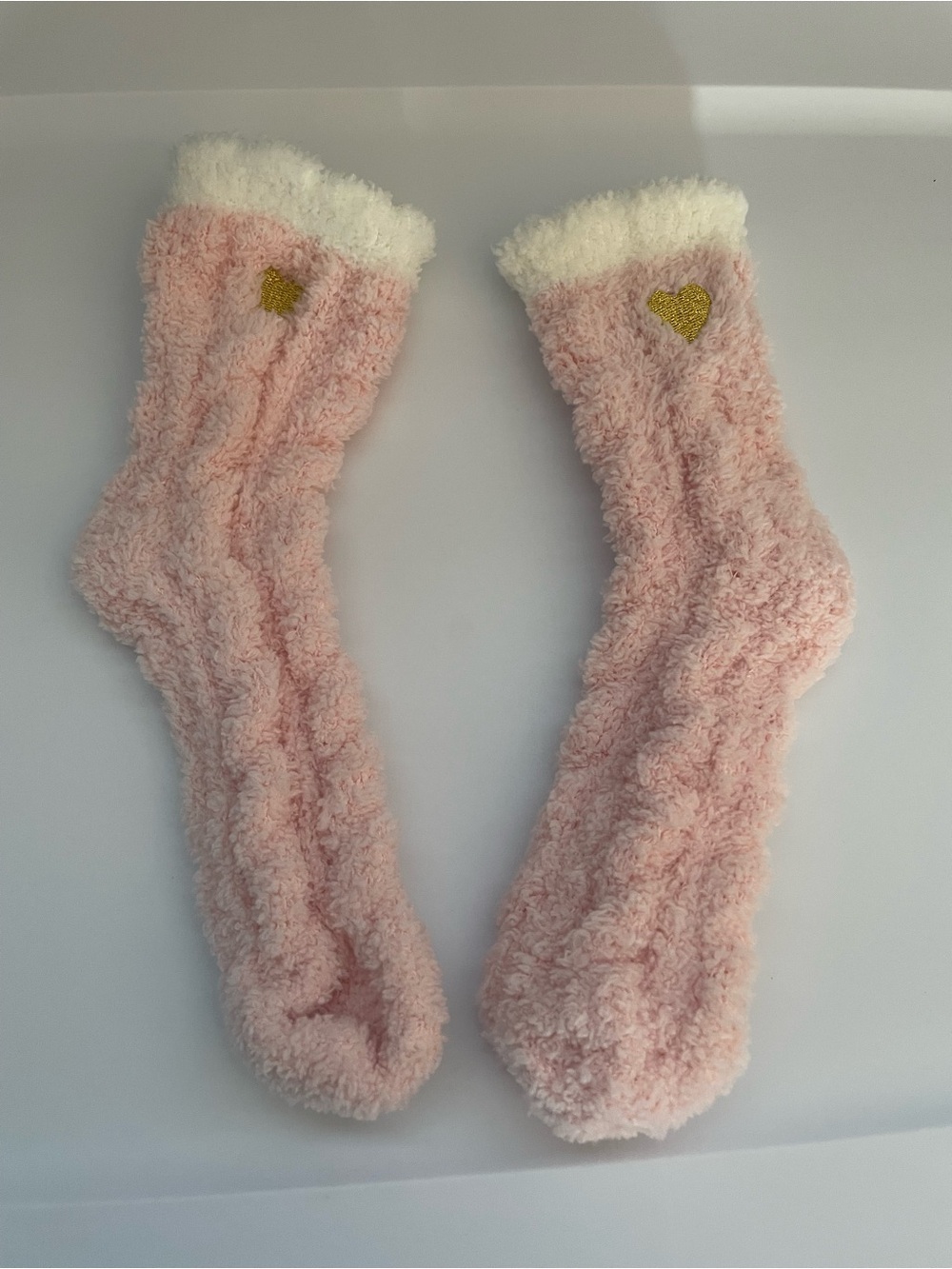 Cozy Pink Fuzzy Heart Socks